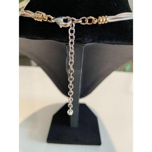 Napier Silver & Gold Multi-Strand Necklace Snake Chain w/ Gold Beads 16-18 inch - Picture 5 of 7